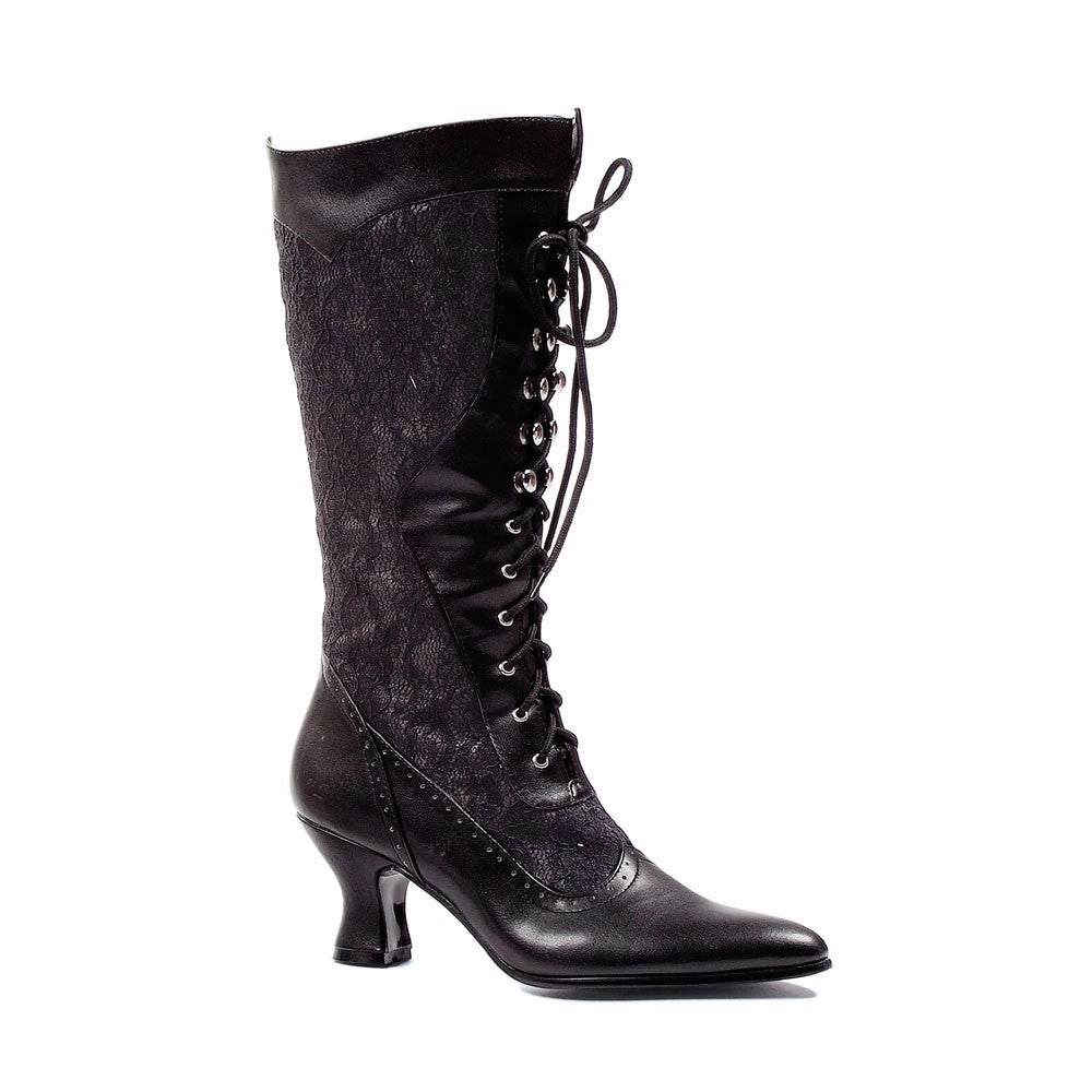 Leather Stiletto Knee High Boots 2.5" Heel Boot with Lace (ES253-REBECCA)