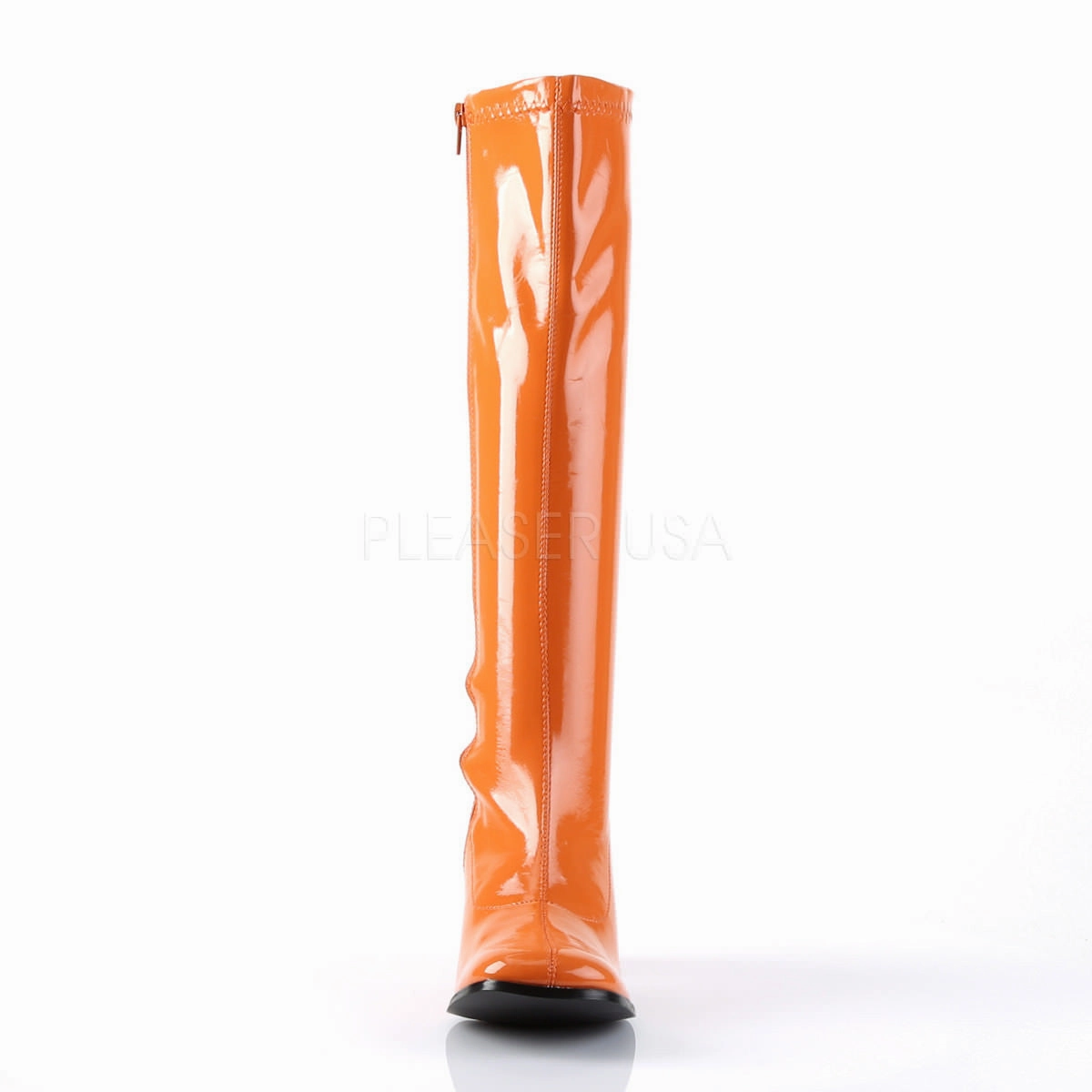 High Heeled Knee High Boots 3 Inch Heel GOGO-300 Orange Pat