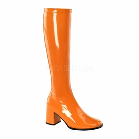 Gore Tex Boots Knee High 3 Inch Heel GOGO-300 Orange Pat