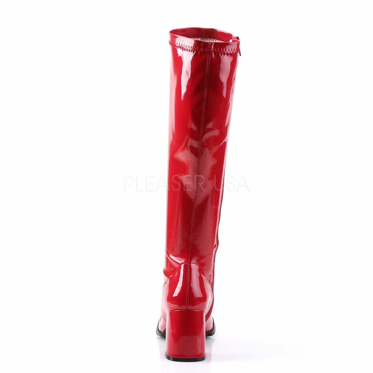 3 Inch Heel GOGO-300 Red Pat Knee High Boots Plus