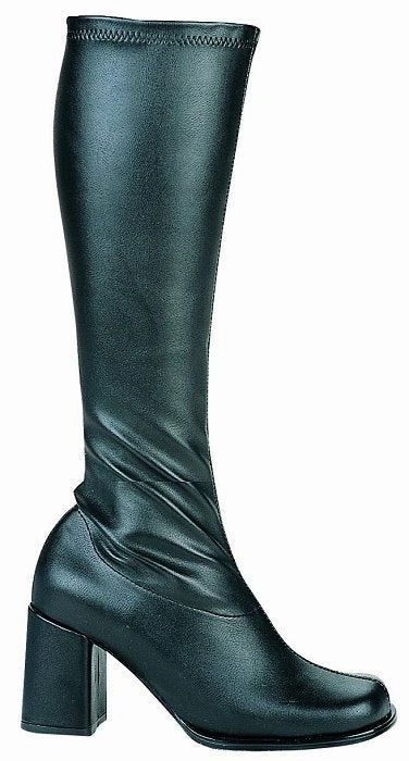 Flat Knee High Boots Leather 3" Block Stretch Gogo Boots (ES-Gogo)