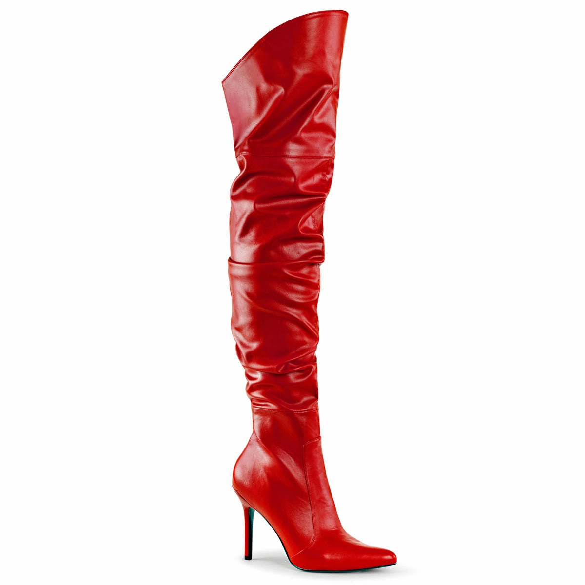 4" Faux Fur Lined, Thigh High Scrunch Boot (CLASSIQUE-3011) Heeled Leather Knee High Boots