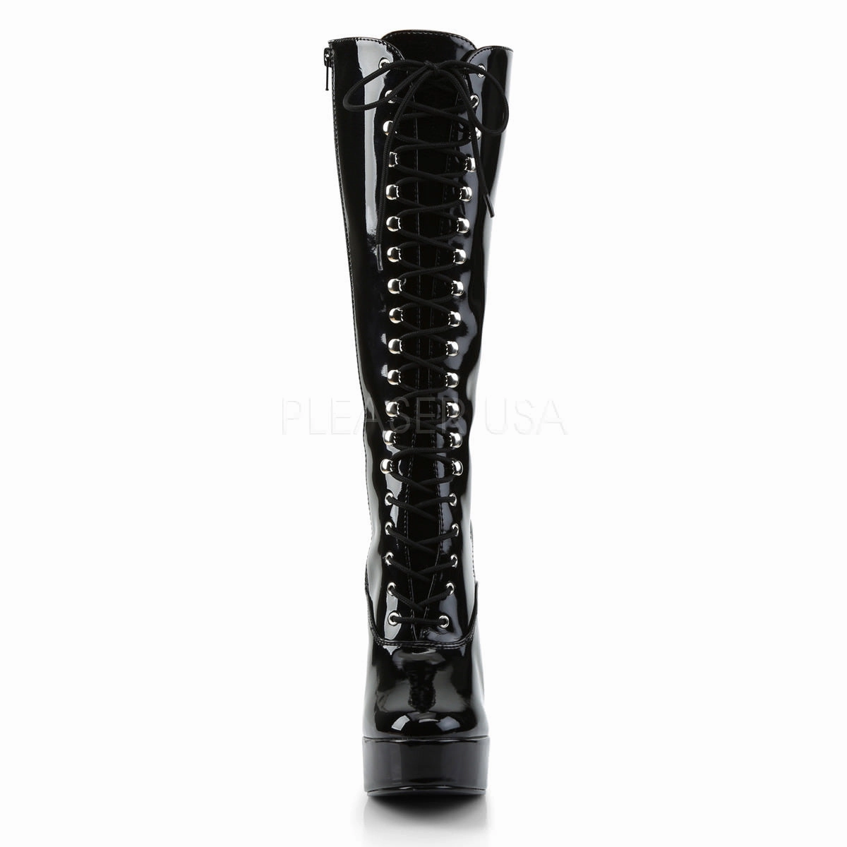 5 Inch Heel ELECTRA-2020 Black Pat Knee High Boots Chunky Heel