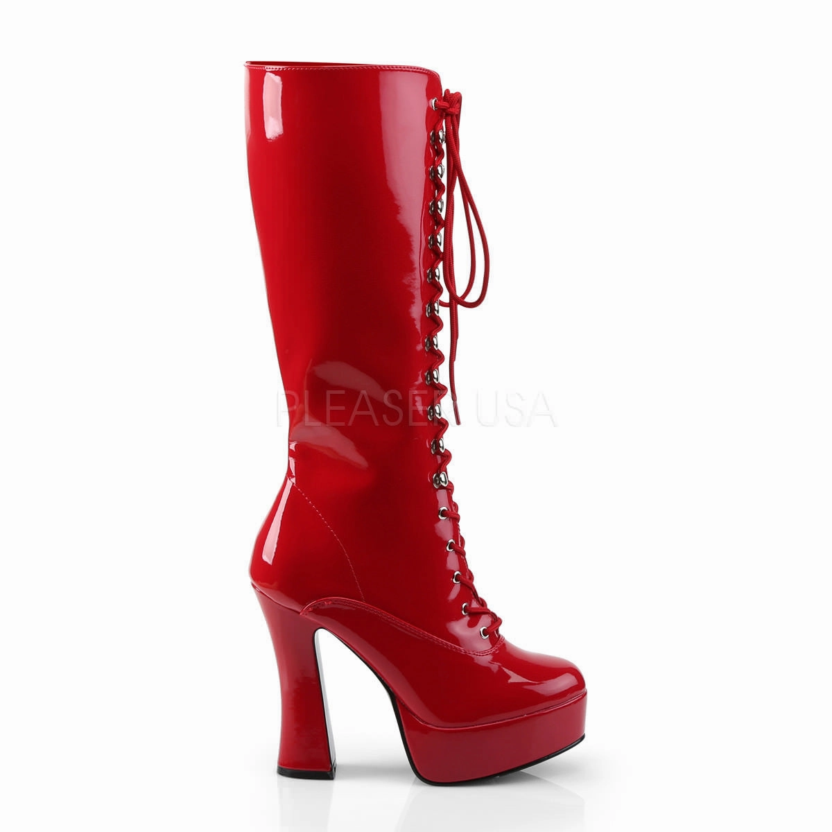 5 Inch Heel ELECTRA-2020 Red Pat Knee High Walking Boots