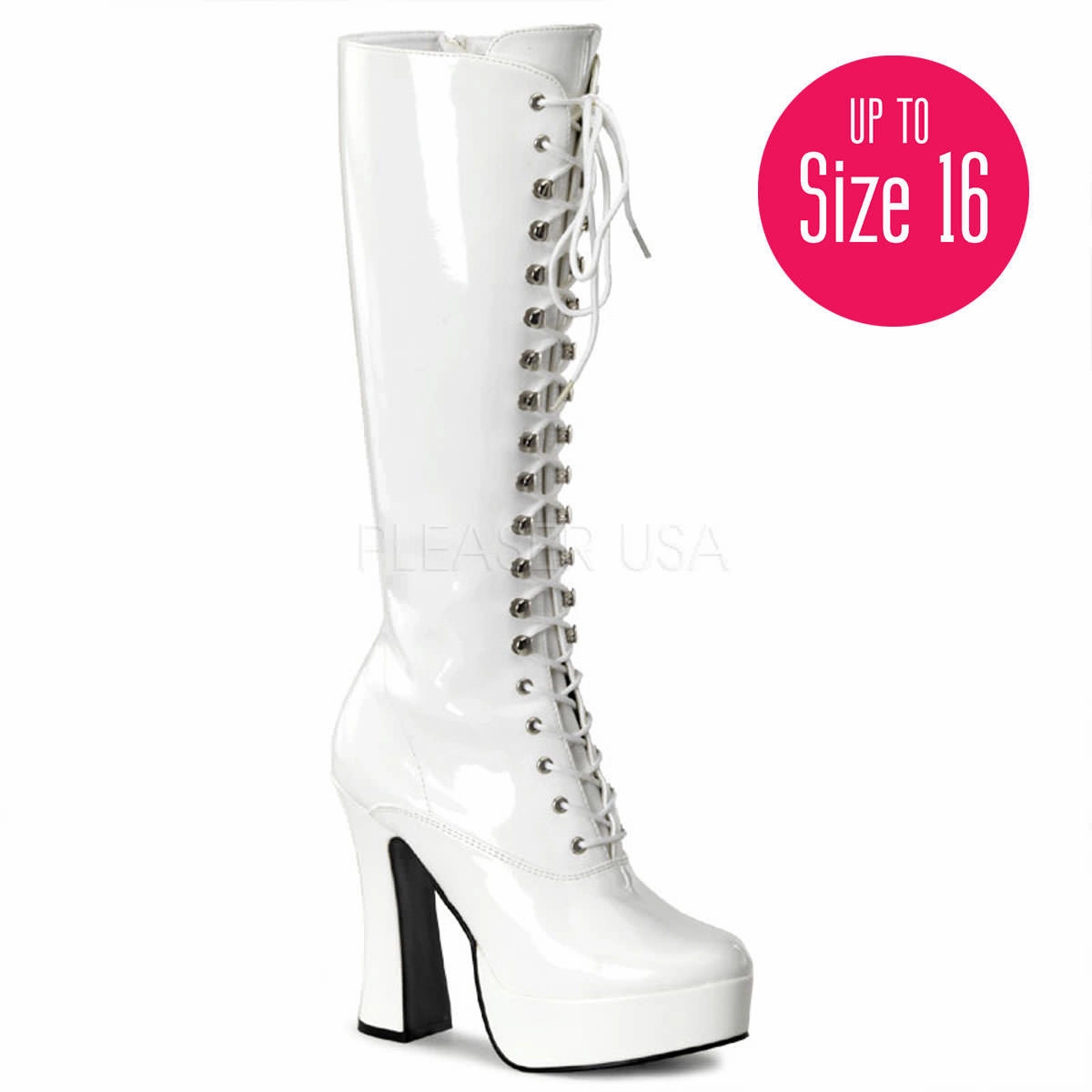 Super High Knee Boots 5 Inch Heel ELECTRA-2020 White Pat