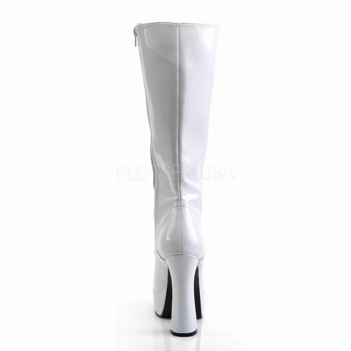 5 Inch Heel ELECTRA-2020 White Pat Multi Strap Knee High Boots