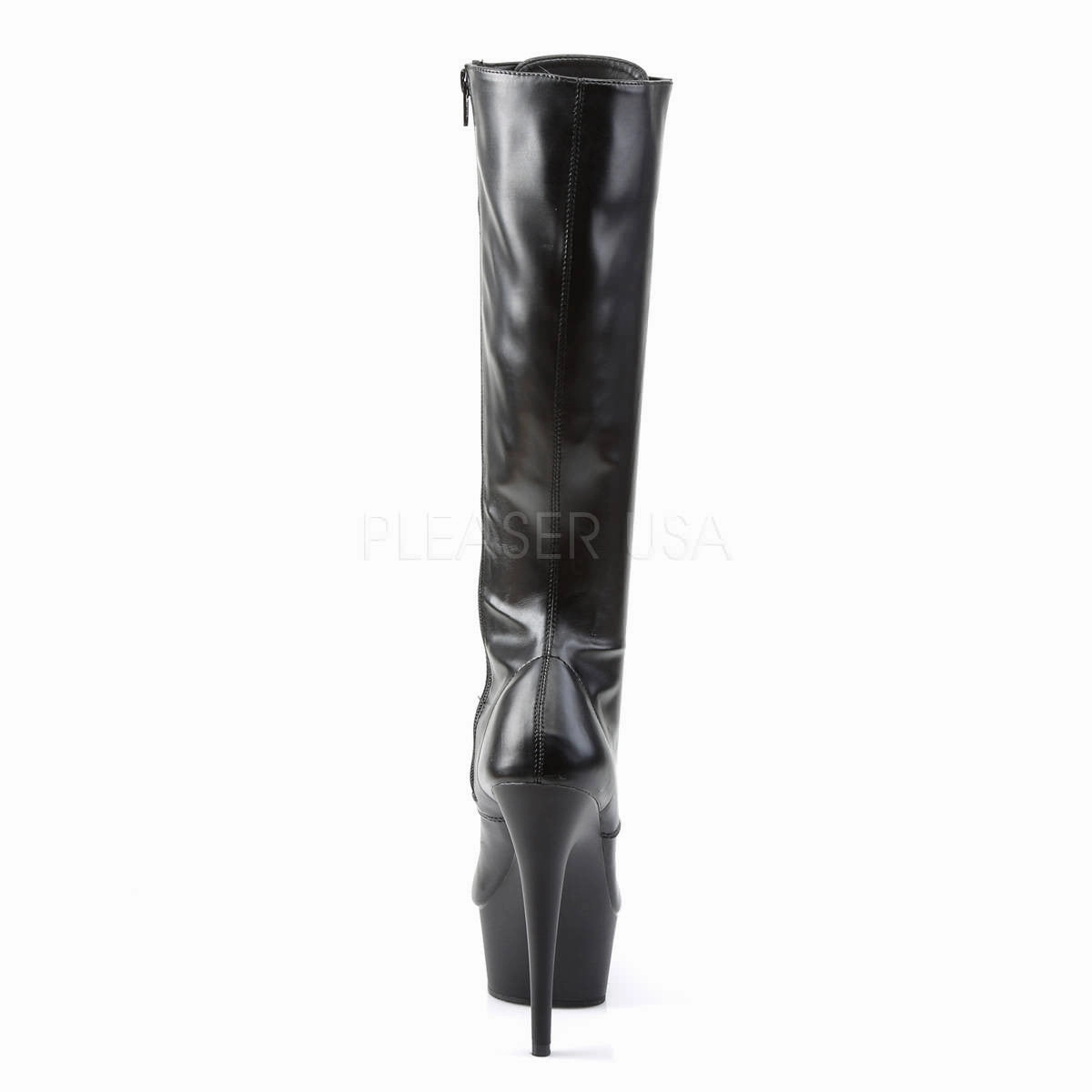 6 Inch Heel DELIGHT-2023 Black Stretch Pu Knee High Straight Leg Boot