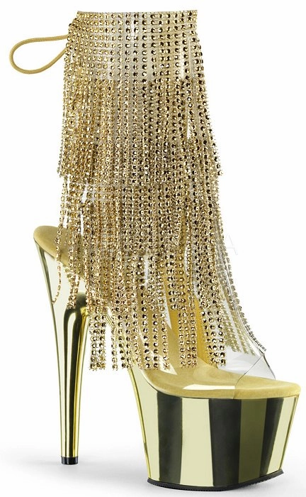 Long Toe Mexican Boots 7" Heel Open Toe Fringe Ankle Boot (ADORE-1017RSF)