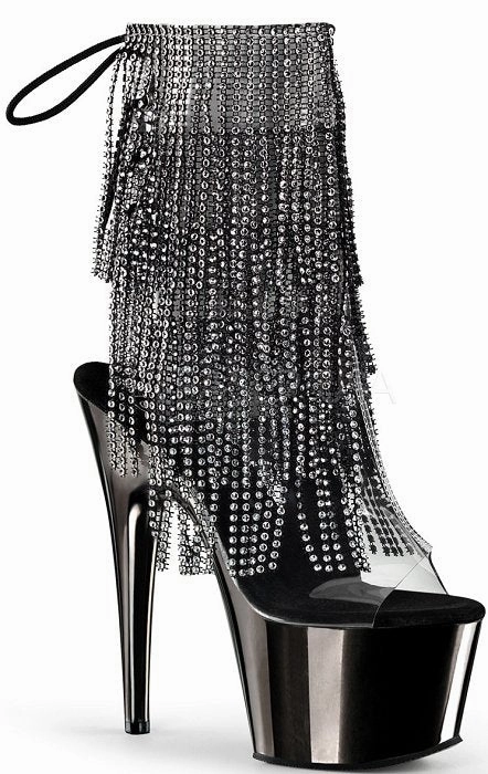 7" Heel Open Toe Fringe Ankle Boot (ADORE-1017RSF) Wide Calf Moto Boots