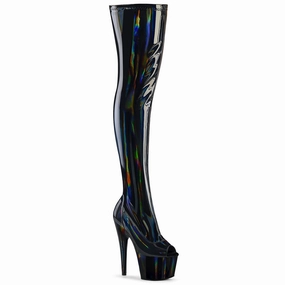 Marten Boots 7" Holographic Platform Peep Toe Stretch Thigh High Boot (ADORE-3011HWR)