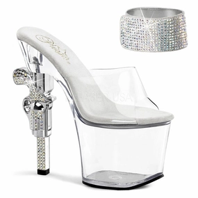 High Heels Peep Toe 7" Rhinestone Embellished Gun Heel (REVOLVER-712)