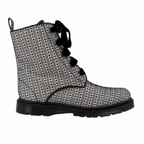 Polka Dot Combat Boots 'Billie' vegan combat boots by Zette Shoes - white with black lace