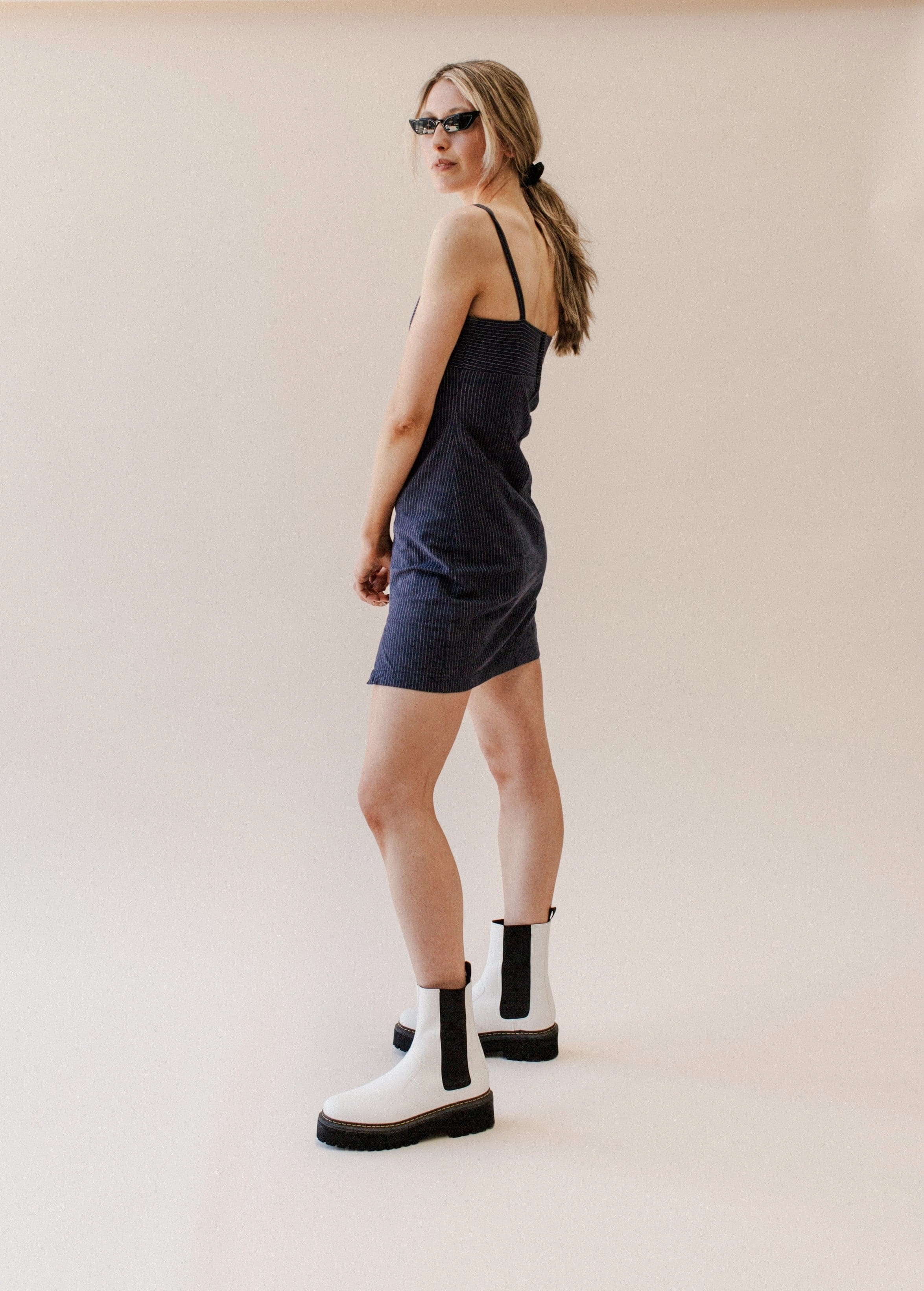 'Emma' white vegan-leather chelsea boot with stacked sole by Zette Shoes Men's Combat Boots Fashion