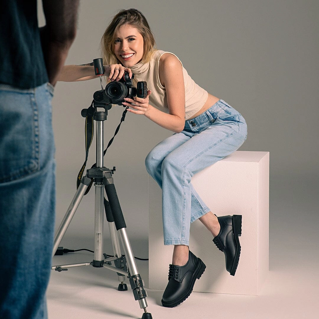 Floral Print Oxfords 'Everyday Derby' unisex vegan shoe with chunky sole by Ahimsa - black