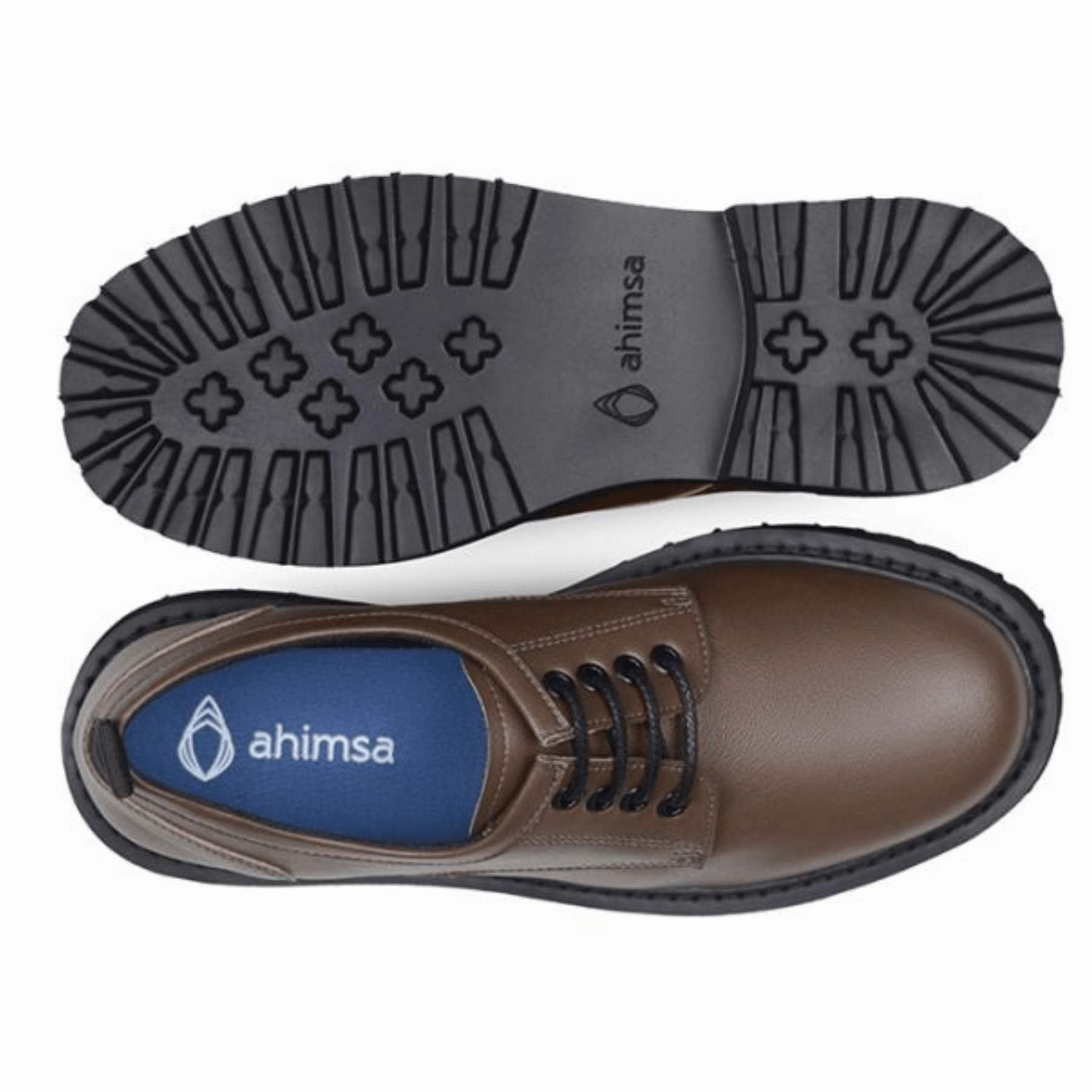 'Everyday Derby' unisex vegan shoe with chunky sole by Ahimsa - cognac Bryant Cap Toe Oxford