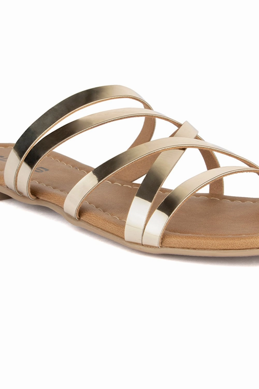 SOLES Glamorous Gold Flat Sandals Sandals With Support