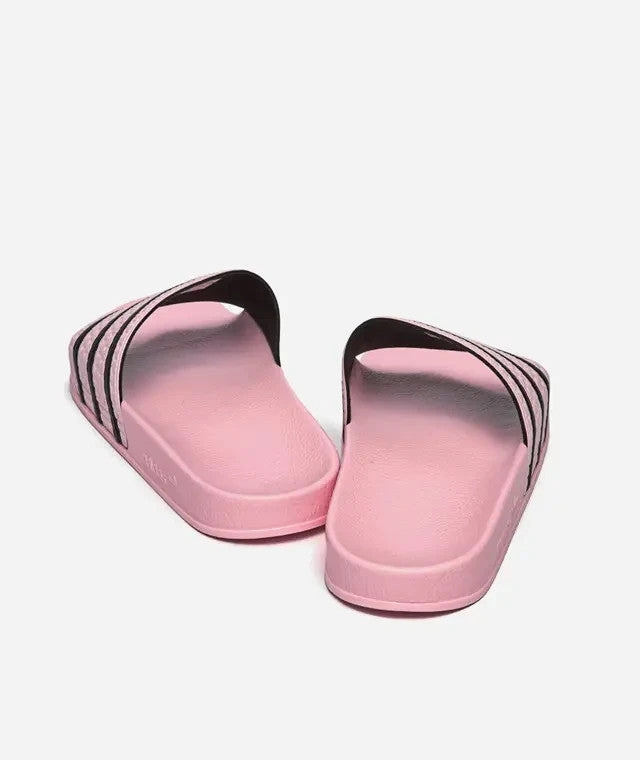 Sheep Fur Slippers Adidas Adilette HP6511 Sandals Women's Pink Black Stripe Open Toe Slip On Slides