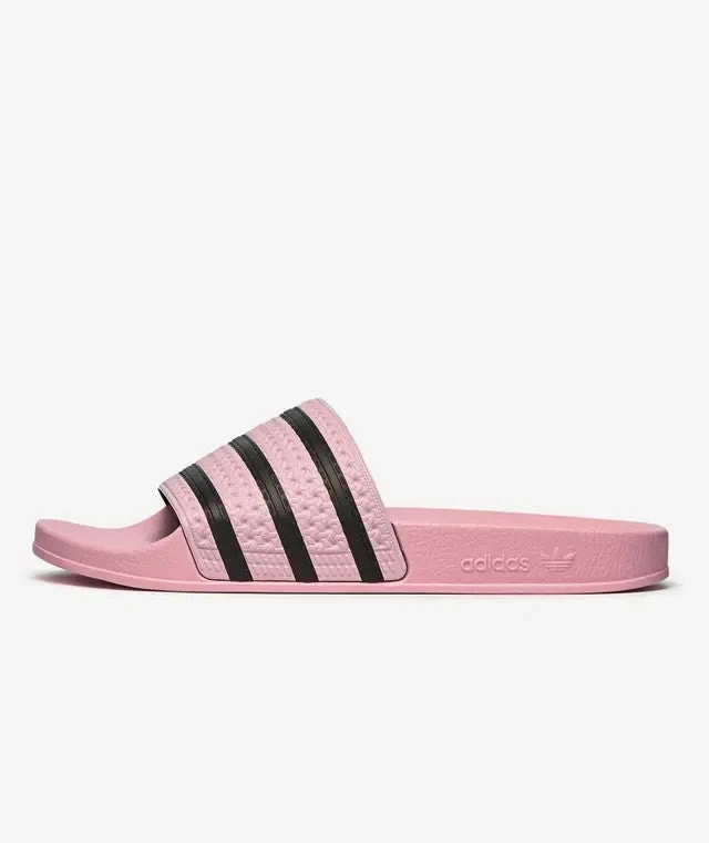 Adidas Adilette HP6511 Sandals Women's Pink Black Stripe Open Toe Slip On Slides Therafit Slippers