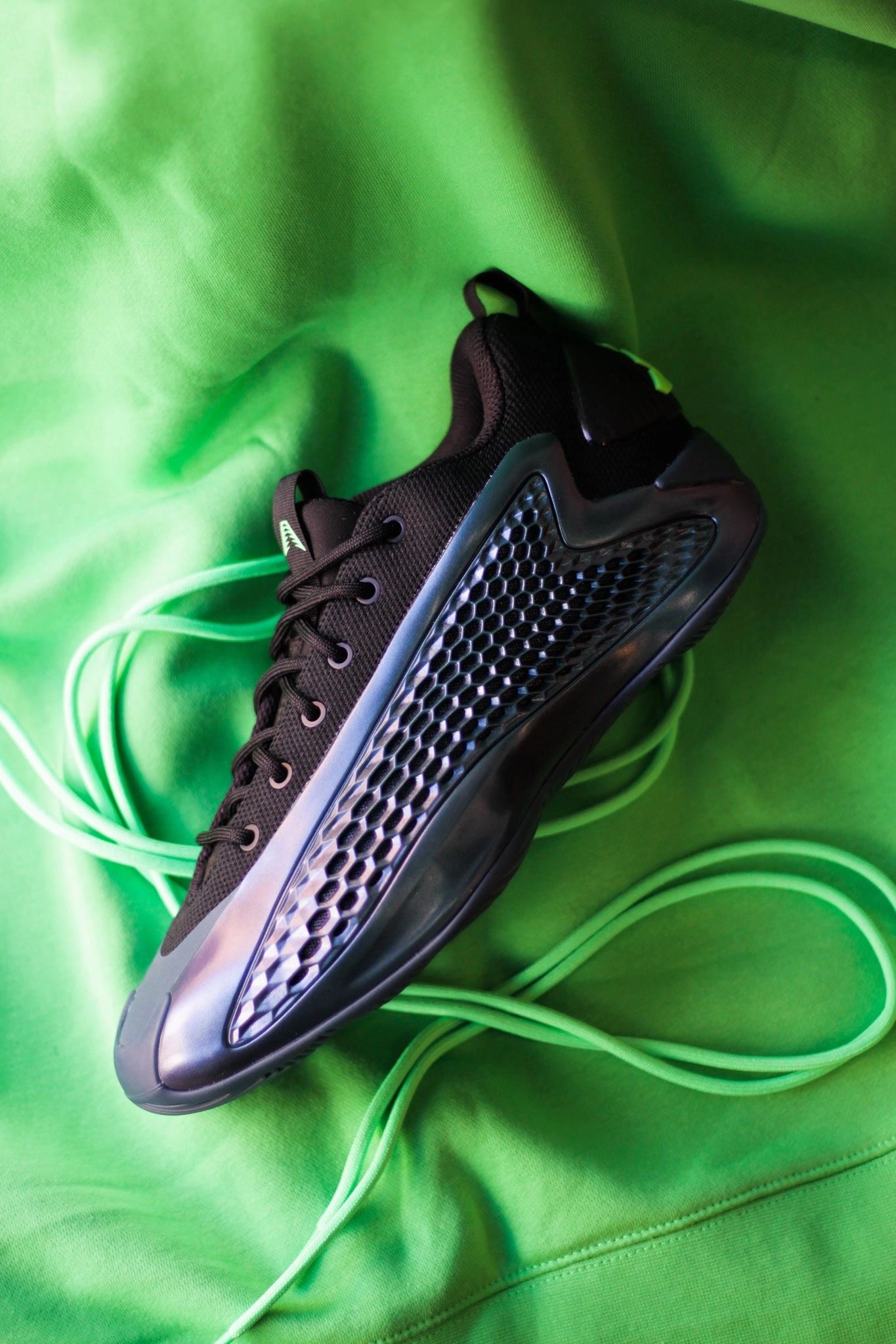 ADIDAS AE 1 LOW "ARCTIC NIGHT/CORE BLACK/SCREAMING GREEN" Basketball Shoes Lebron 9