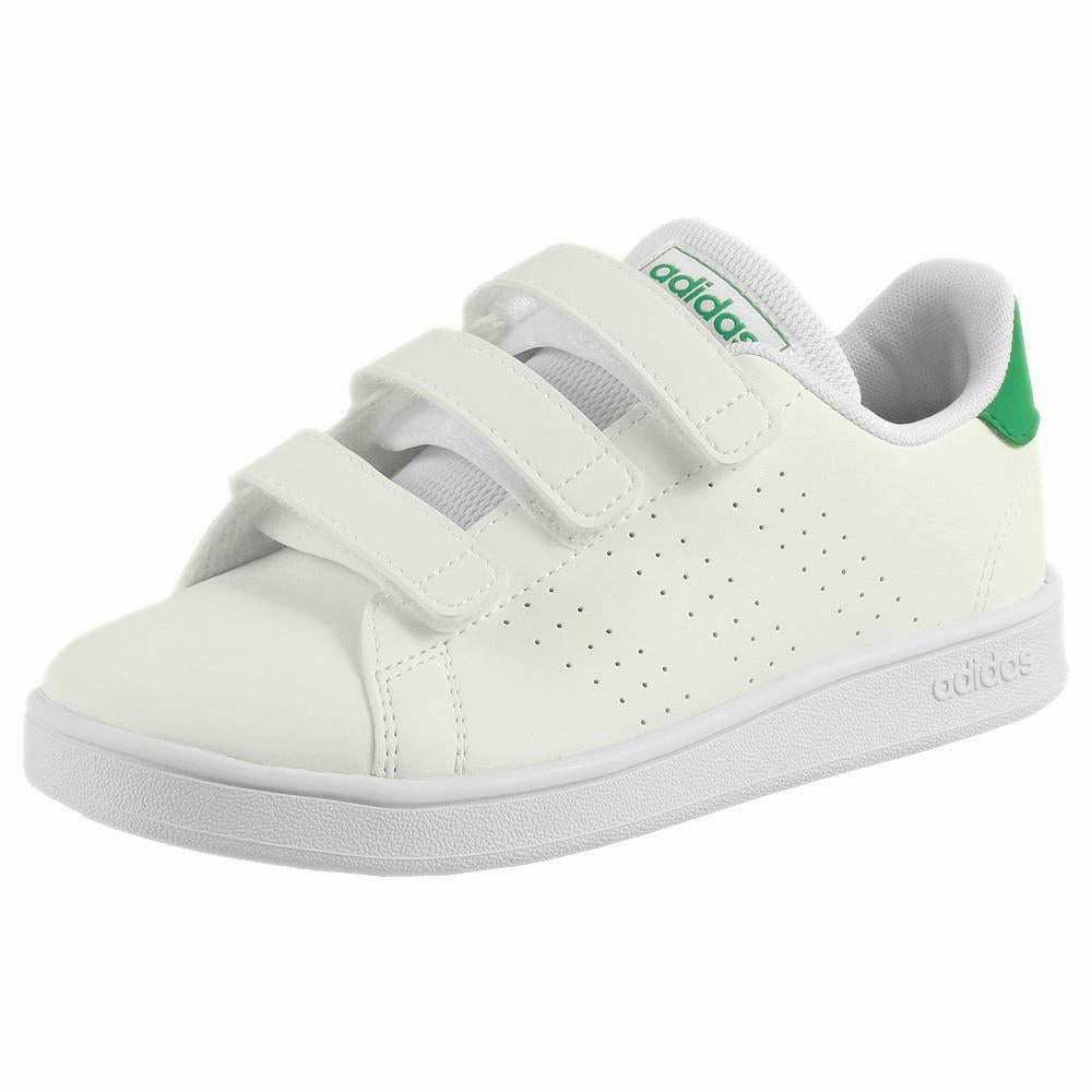 adidas Junior Advantage CF C - Cloud White/Green Head Shoes For Tennis