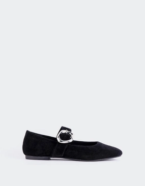 Vady Black Suede Charles Keith Mary Jane Shoes