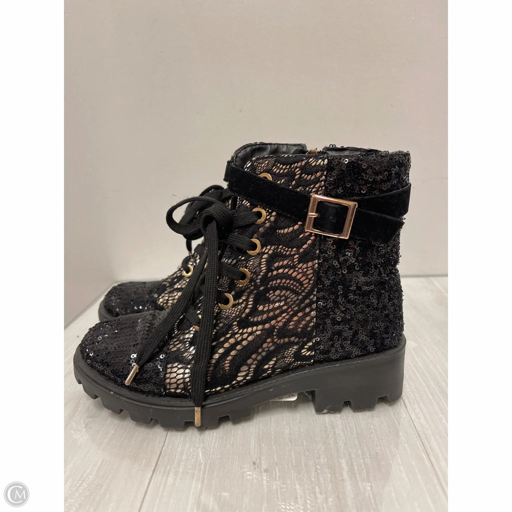 Boots Combat By Bamboo In Black & Gold, Size: 7.5 Size 15 Combat Boots - Size 15 Combat Boots