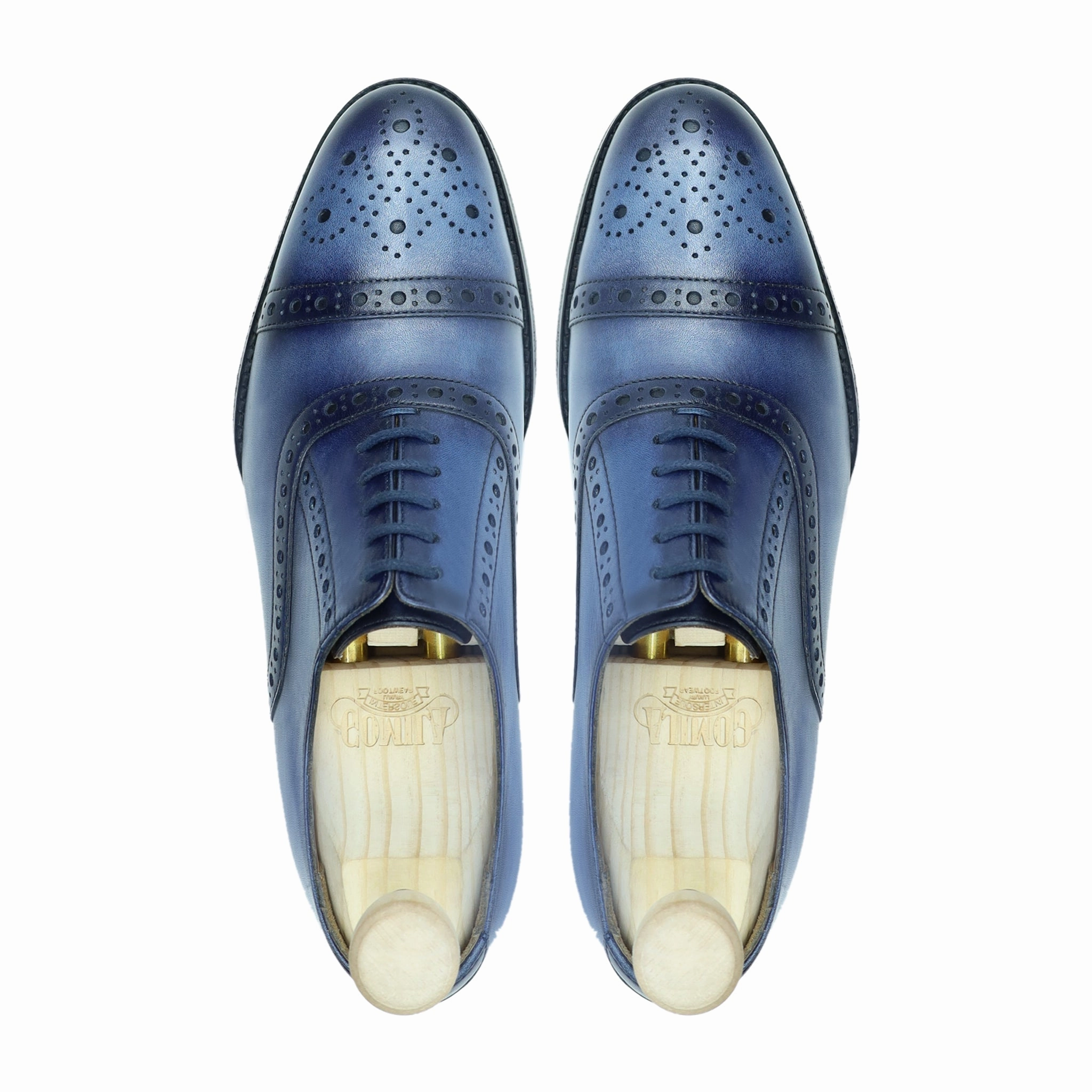 Lumber Down Moc Toe Oxfords Garland - Men's Greyish Blue Calf Leather Oxford