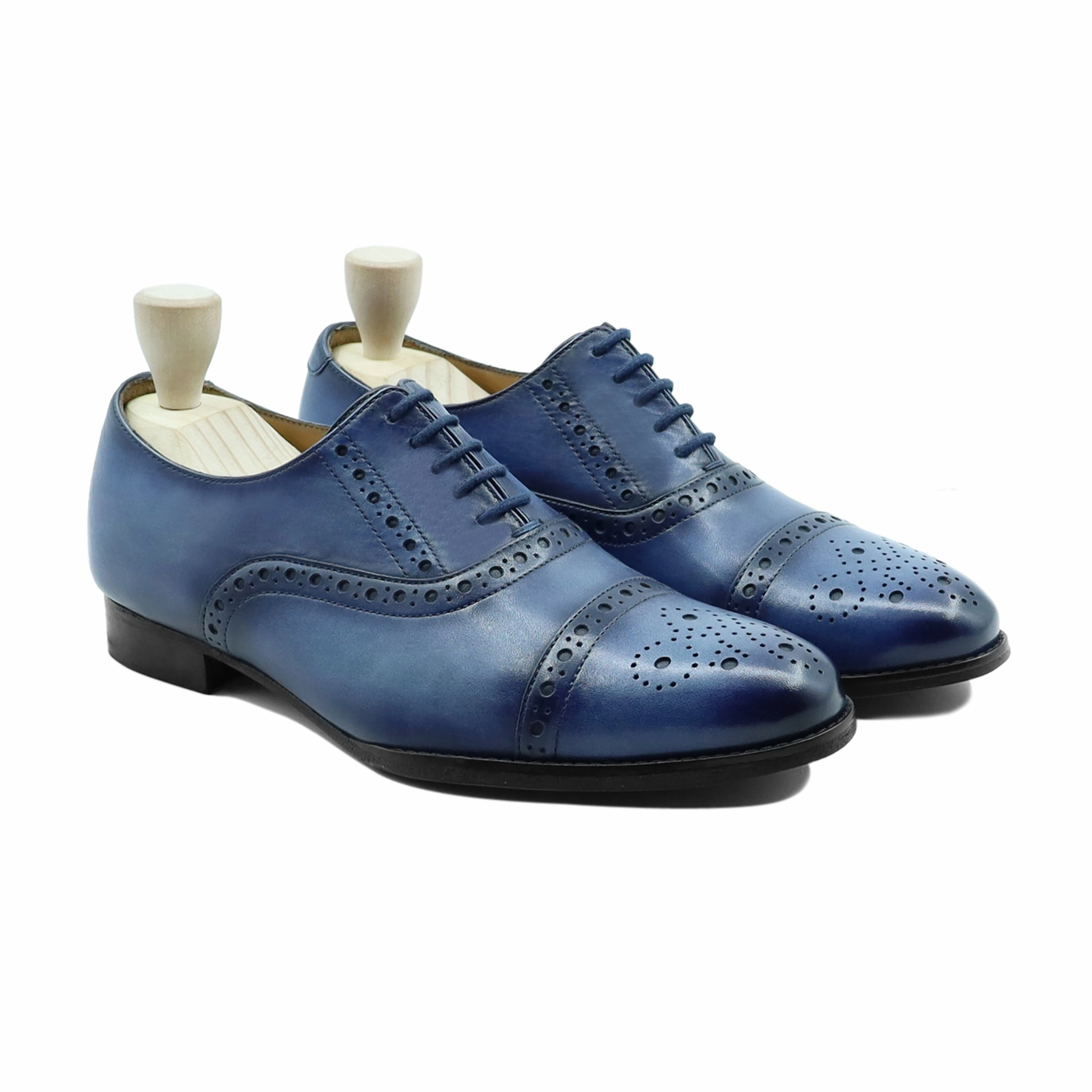 The Half Oz Oxford Garland - Men's Greyish Blue Calf Leather Oxford