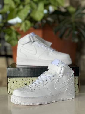 Unc Basketball Sneakers Airforce 1 High Cut Strap Sneakers - White