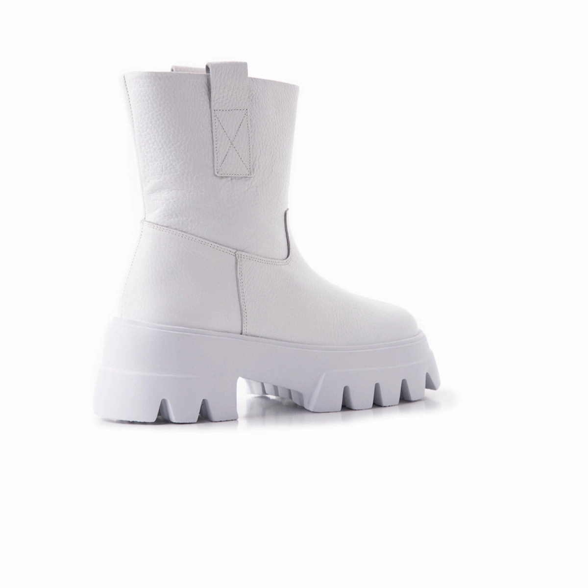 Alaska White Leather Slip On Rain Boots