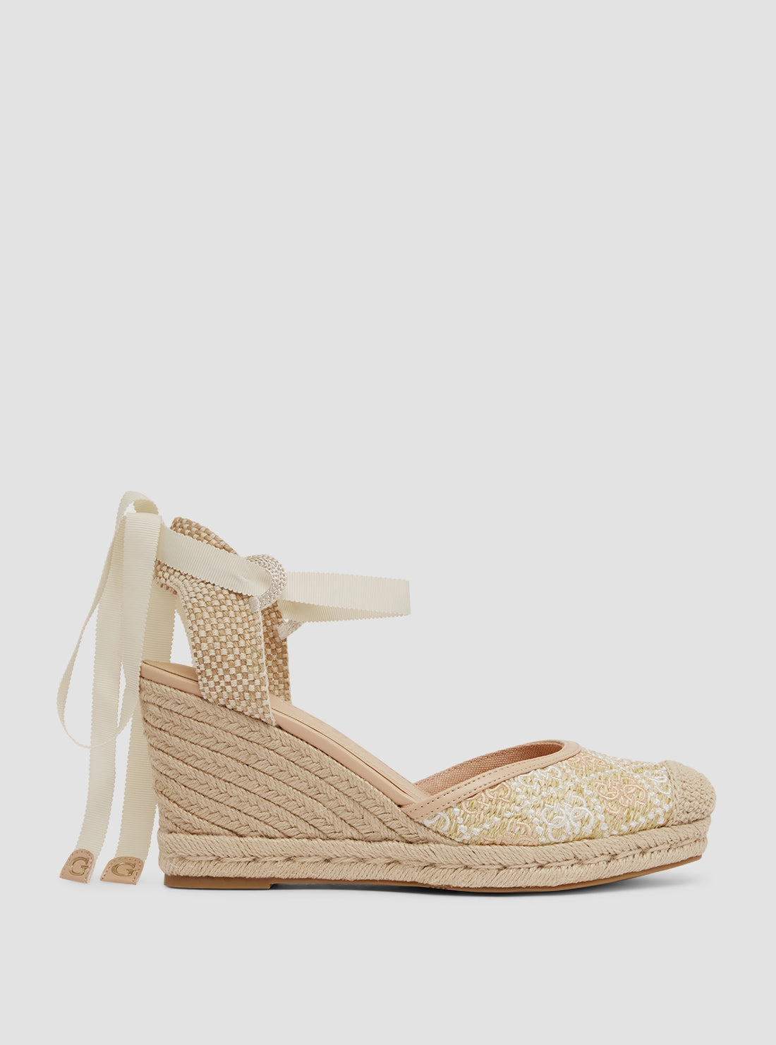 Designer Inspired Espadrilles Beige Cylenay Wedge