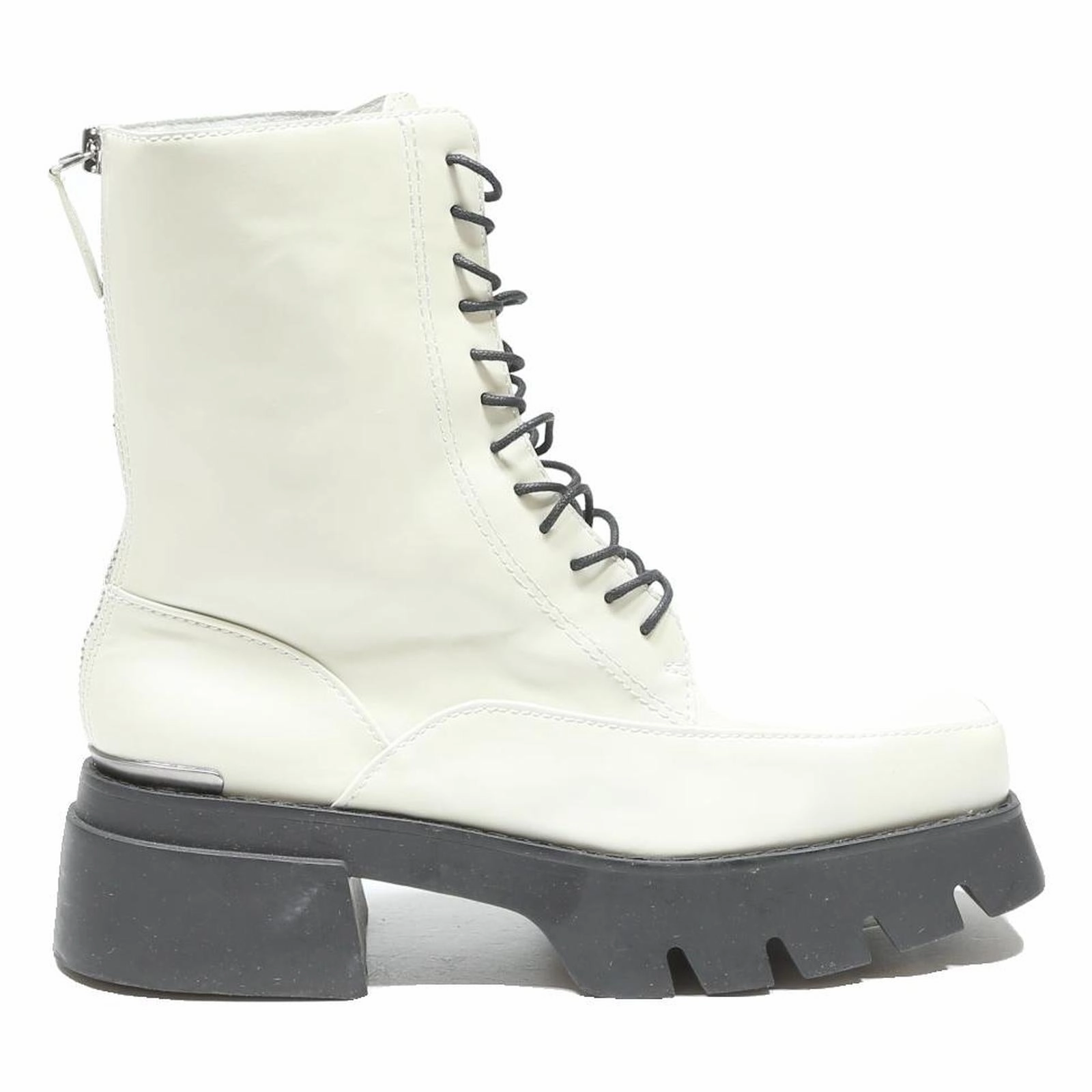 Sam Edelman Jaclyn Leather Chelsea Boots CHARLES & KEITH Women Lace-Up White Leather Ankle Boots UK 4 Chunky Sole