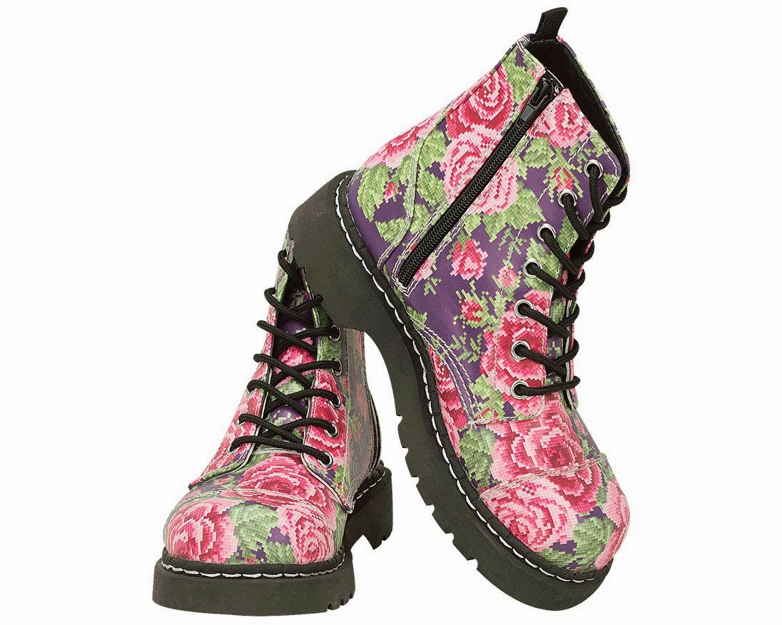Digital Rose Boots - *FINAL SALE/NON-RETURNABLE Fashionable Combat Boots