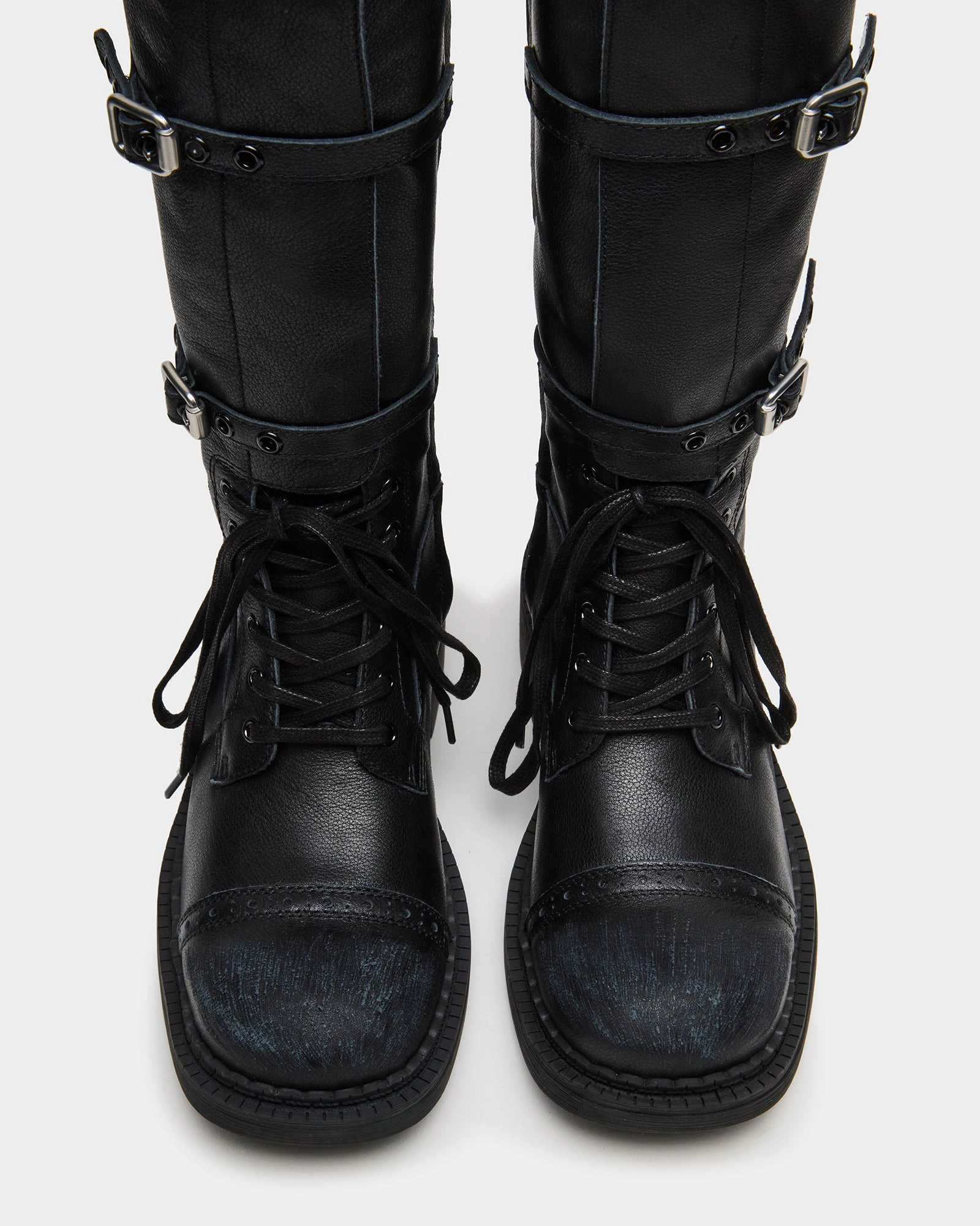 CRITICAL BLACK LEATHER Palm Angels Combat Boots