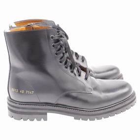 Combat Boots And Dress Common Projects Lace-Up Combat Boots in Black Leather