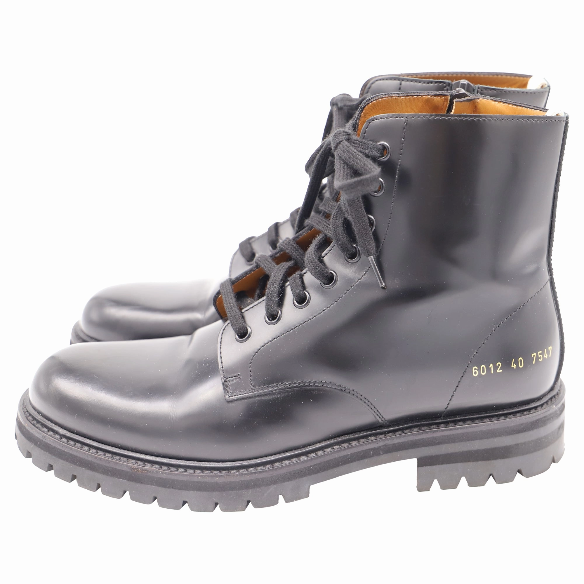 Common Projects Lace-Up Combat Boots in Black Leather Combat Boots For Forever 21