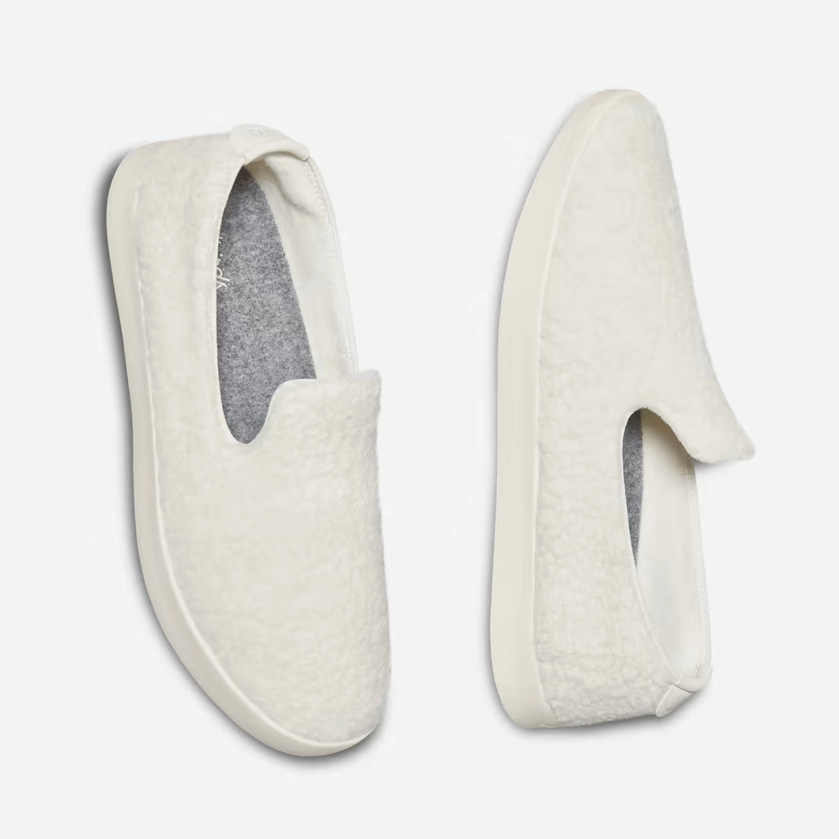 Reember Terrain Slip Ons Allbirds Wool Lounger Fluffs- LIMITED EDITION: Natural White (Cream Sole)