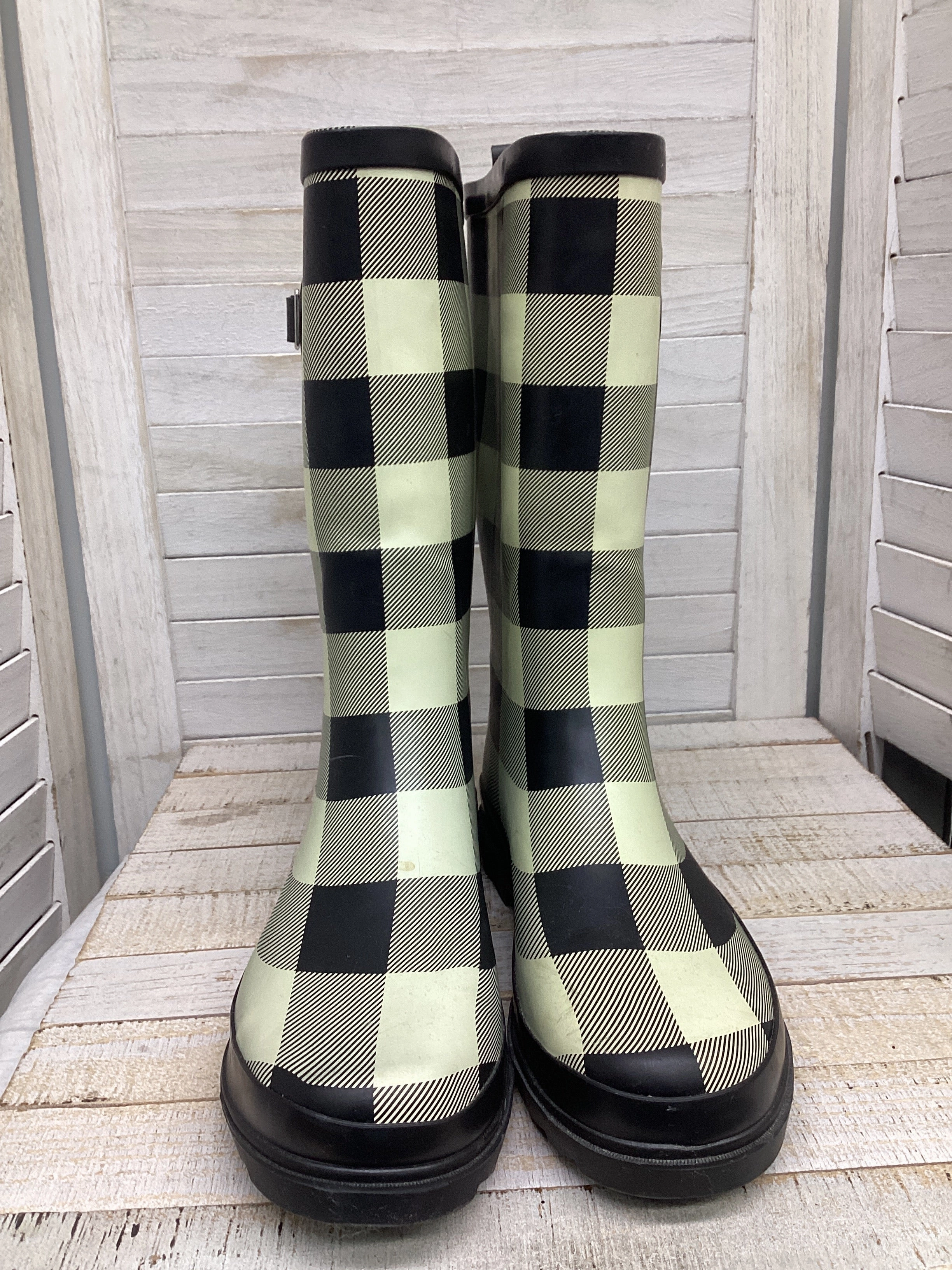 Boots Rain By Clothes Mentor In Plaid Pattern, Size: 10 Insulated Hunter Rain Boots