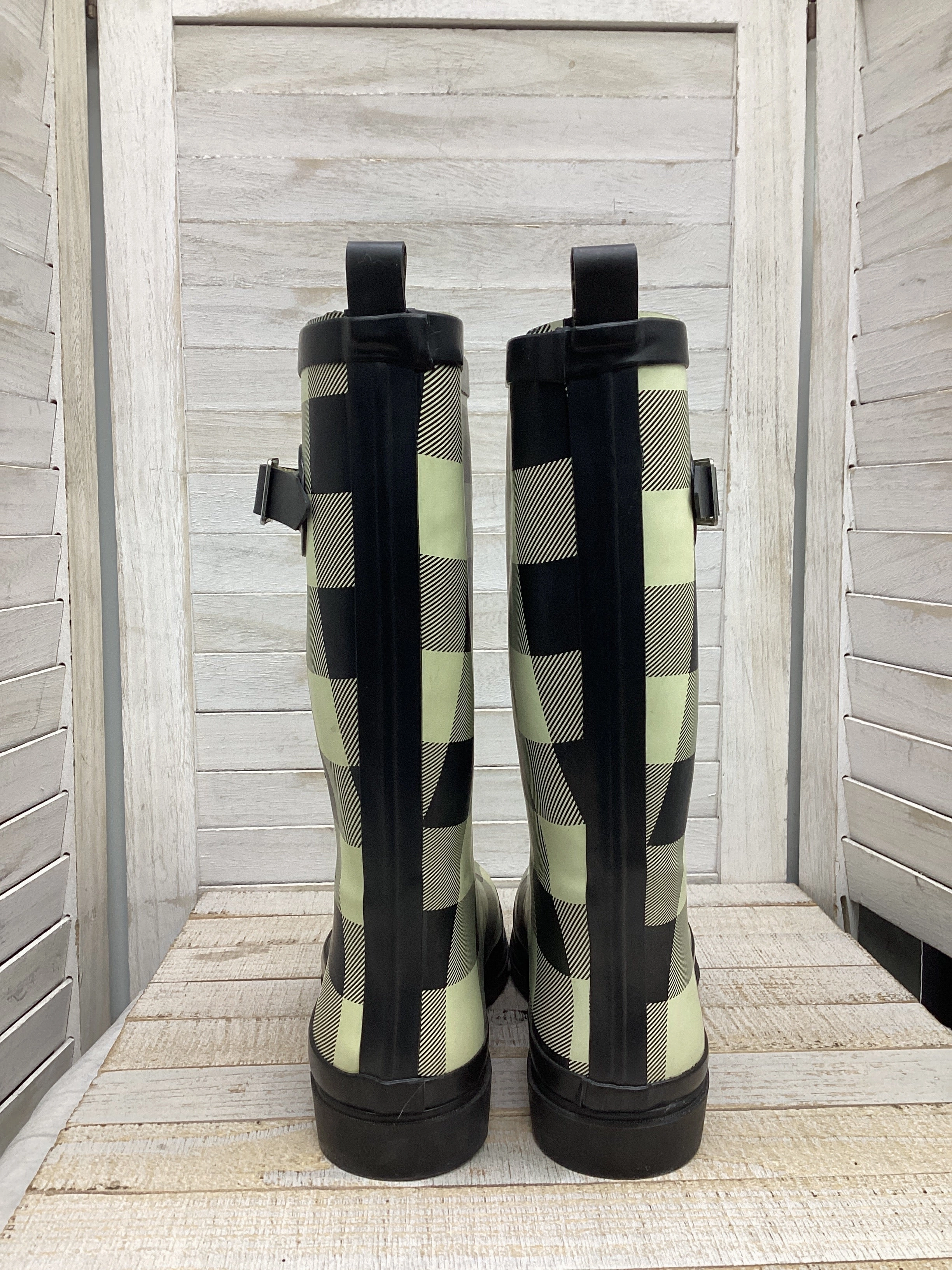 Boots Rain By Clothes Mentor In Plaid Pattern, Size: 10 Coach Rainbow Rain Boots