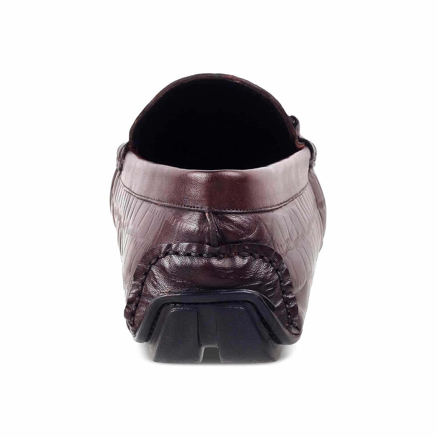 The Hummer Brown Men's Leather Driving Loafers Tresmode White Penny Loafers