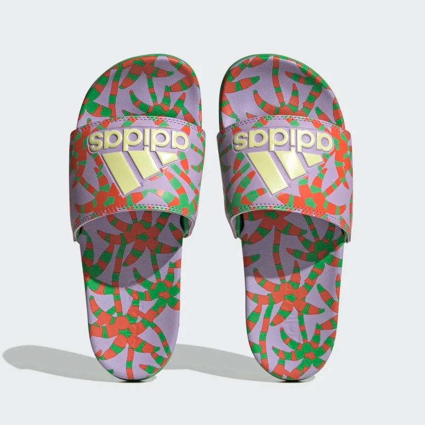 Folding Slippers For Travel Adidas Women's Adilette Comfort Slides - Purple Glow / Pearl Citrine / Semi Flash Green