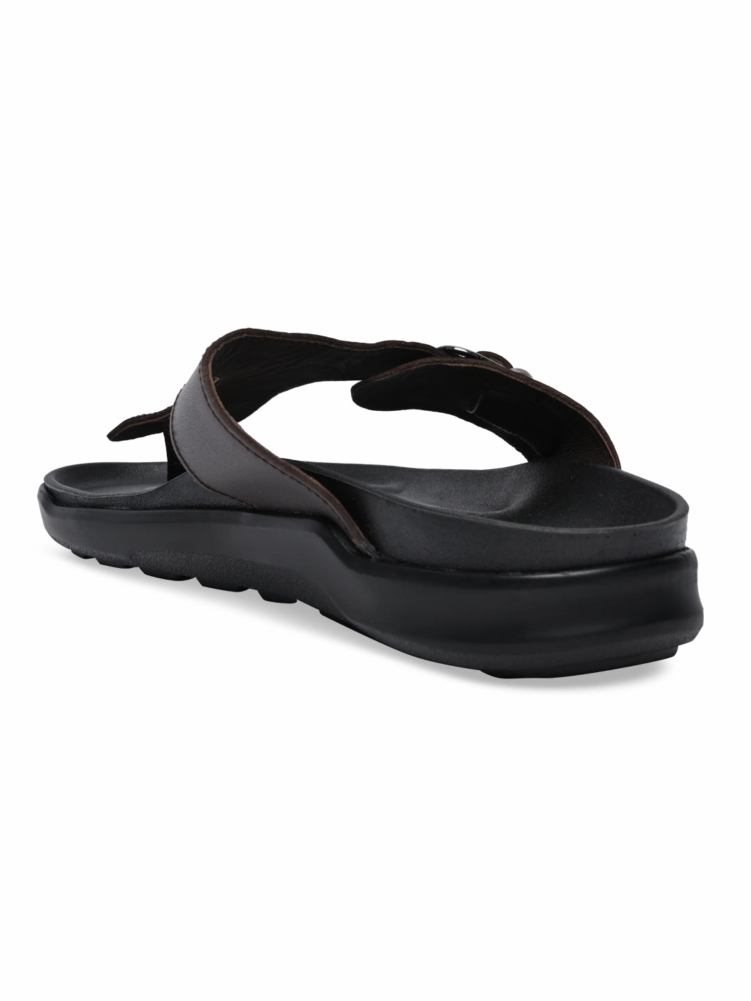 Regal Brown Men Textured Leather Sandals Platform Chunky Sandals