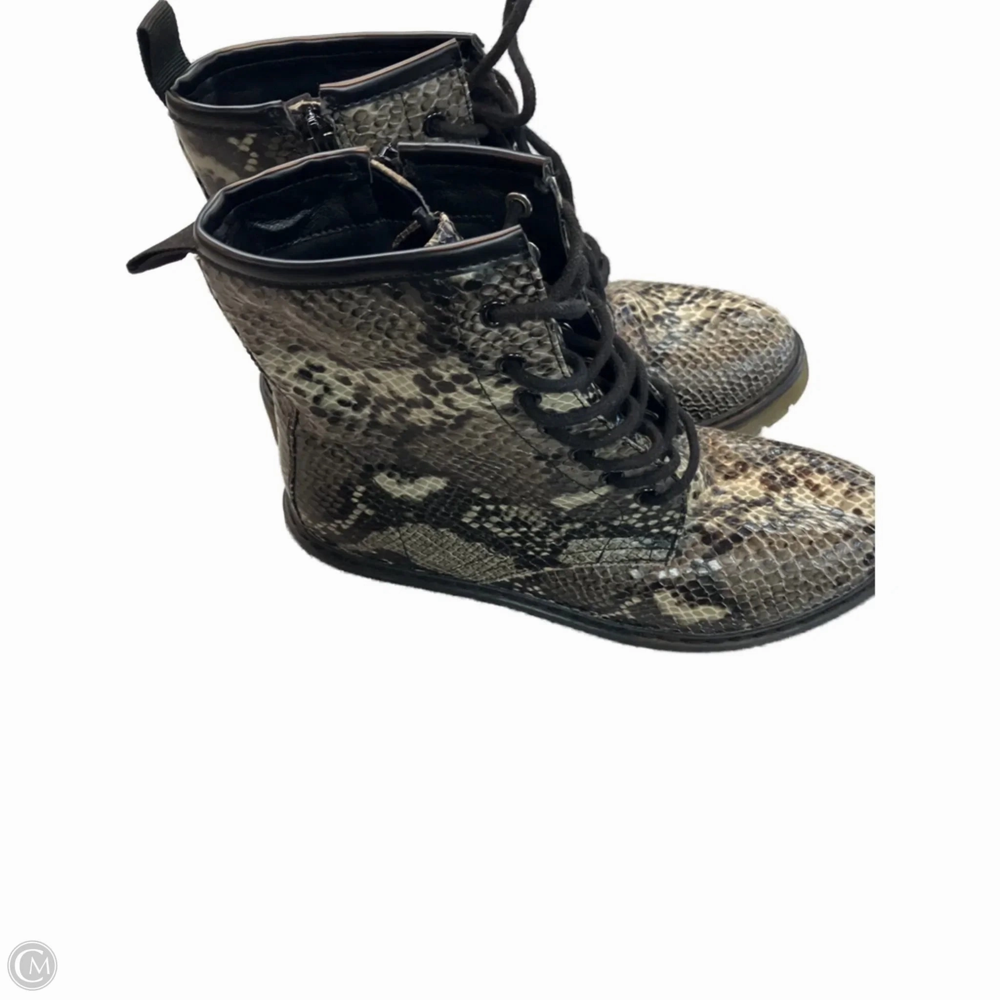 Olive And Edie Combat Boots Boots Combat By Shu Shop In Snakeskin Print, Size: 7