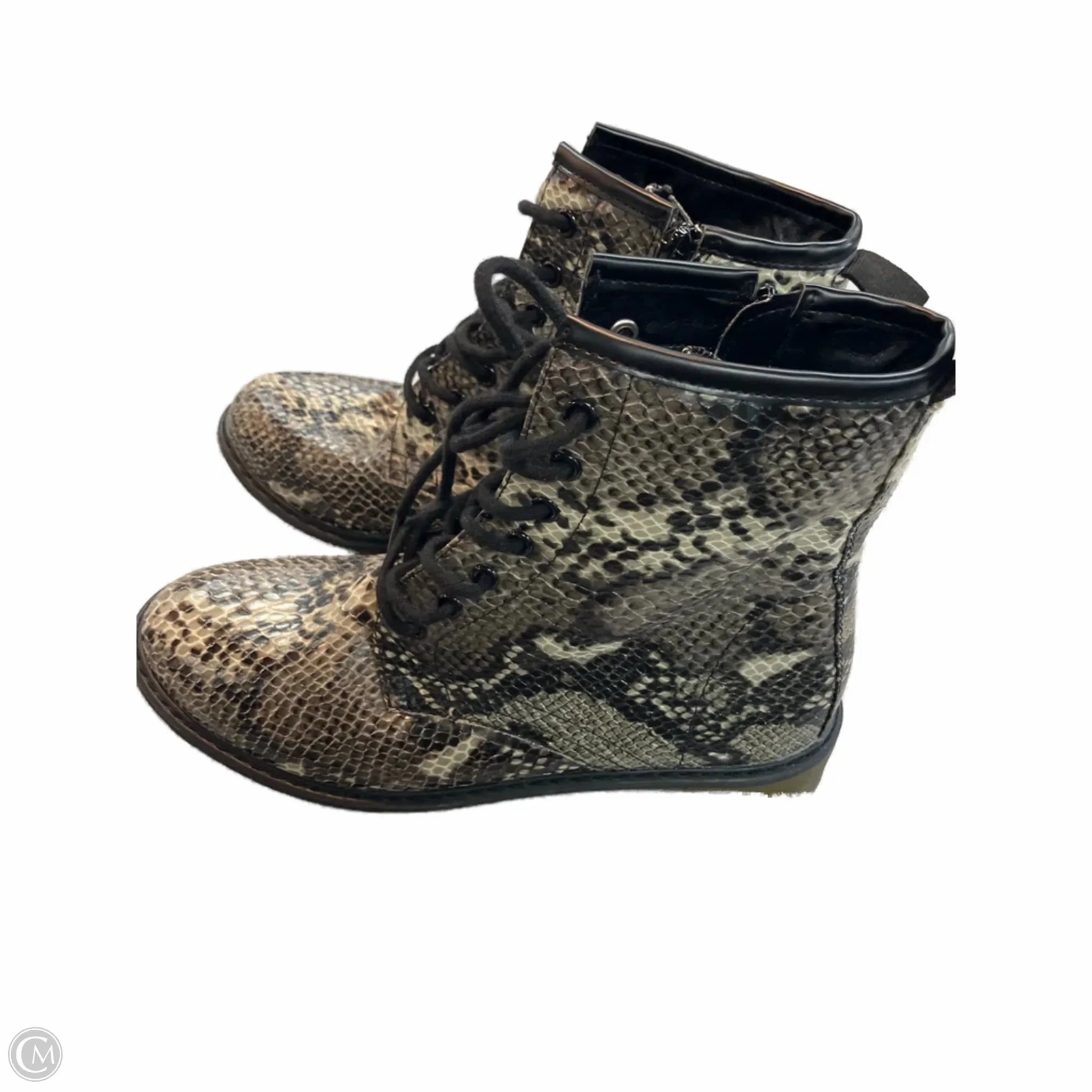 Sanctuary Combat Boots Boots Combat By Shu Shop In Snakeskin Print, Size: 7