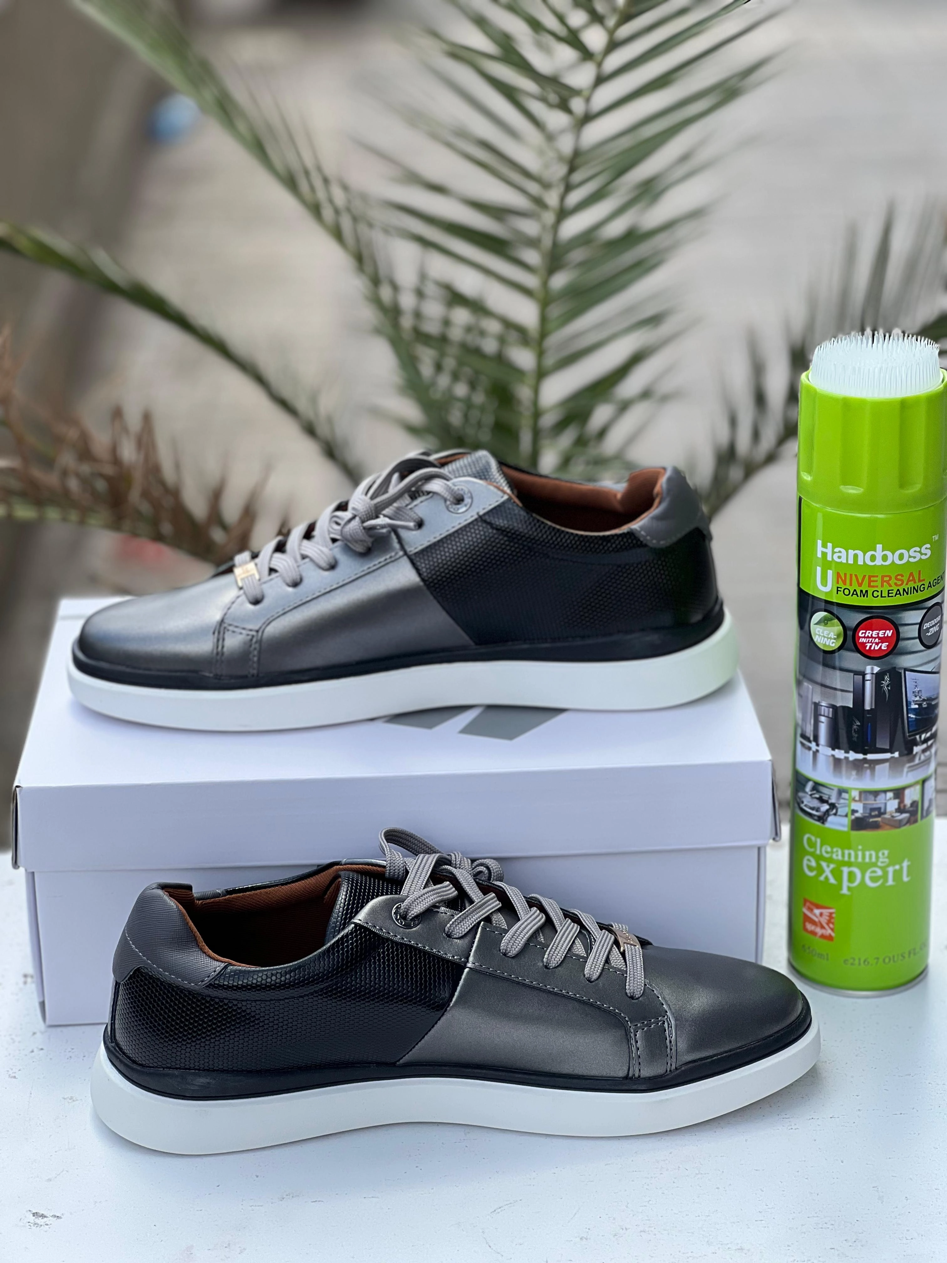 High Top Slip On Sneakers Andu Men's Two-Tone Metallic & Black Lifestyle Sneakers