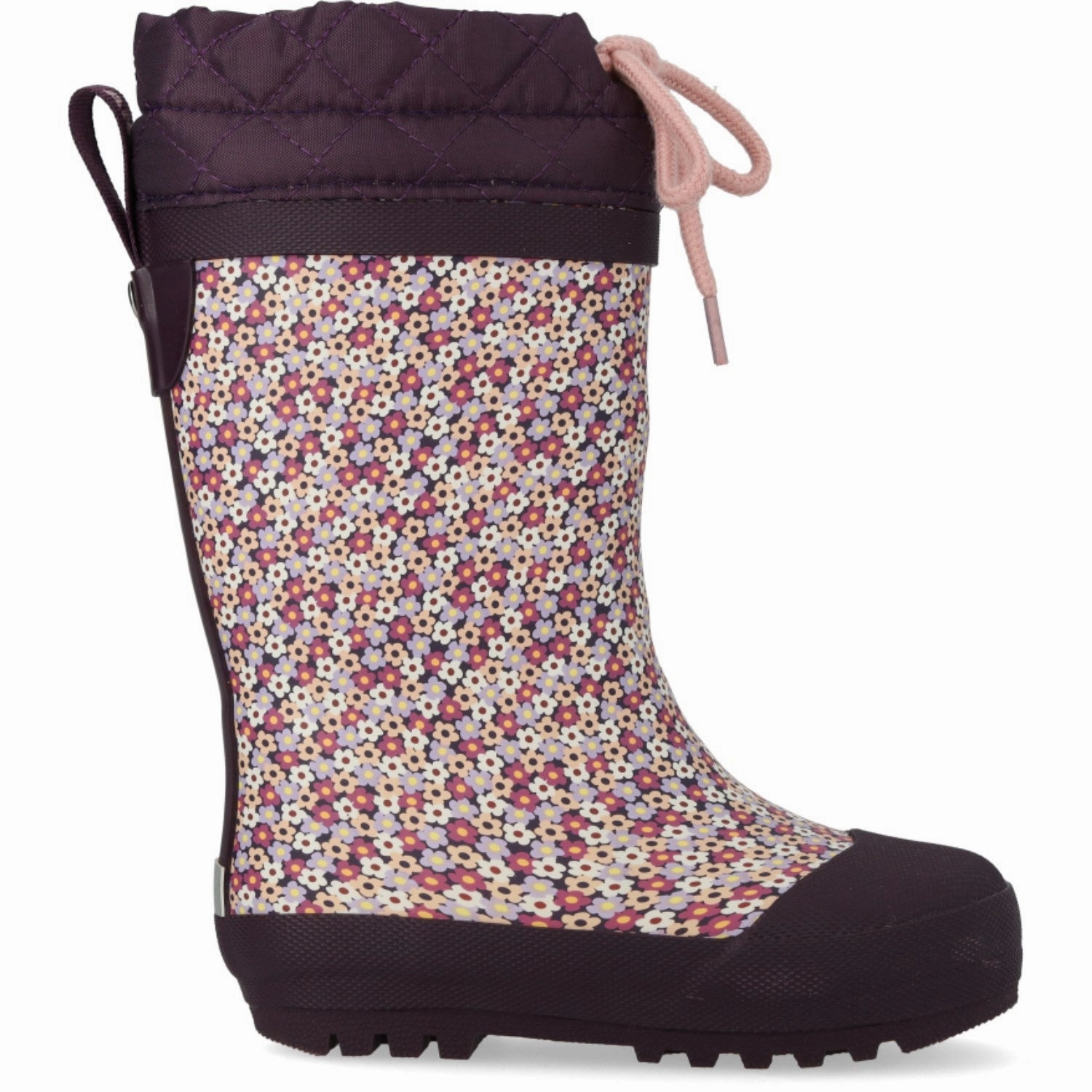 Leather Tall Boots Angulus Flowers/Aubergine Rubber Boot Med Woolfor