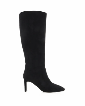 Skirt Knee High Boots ANTOINETTE  - BLACK SUEDE