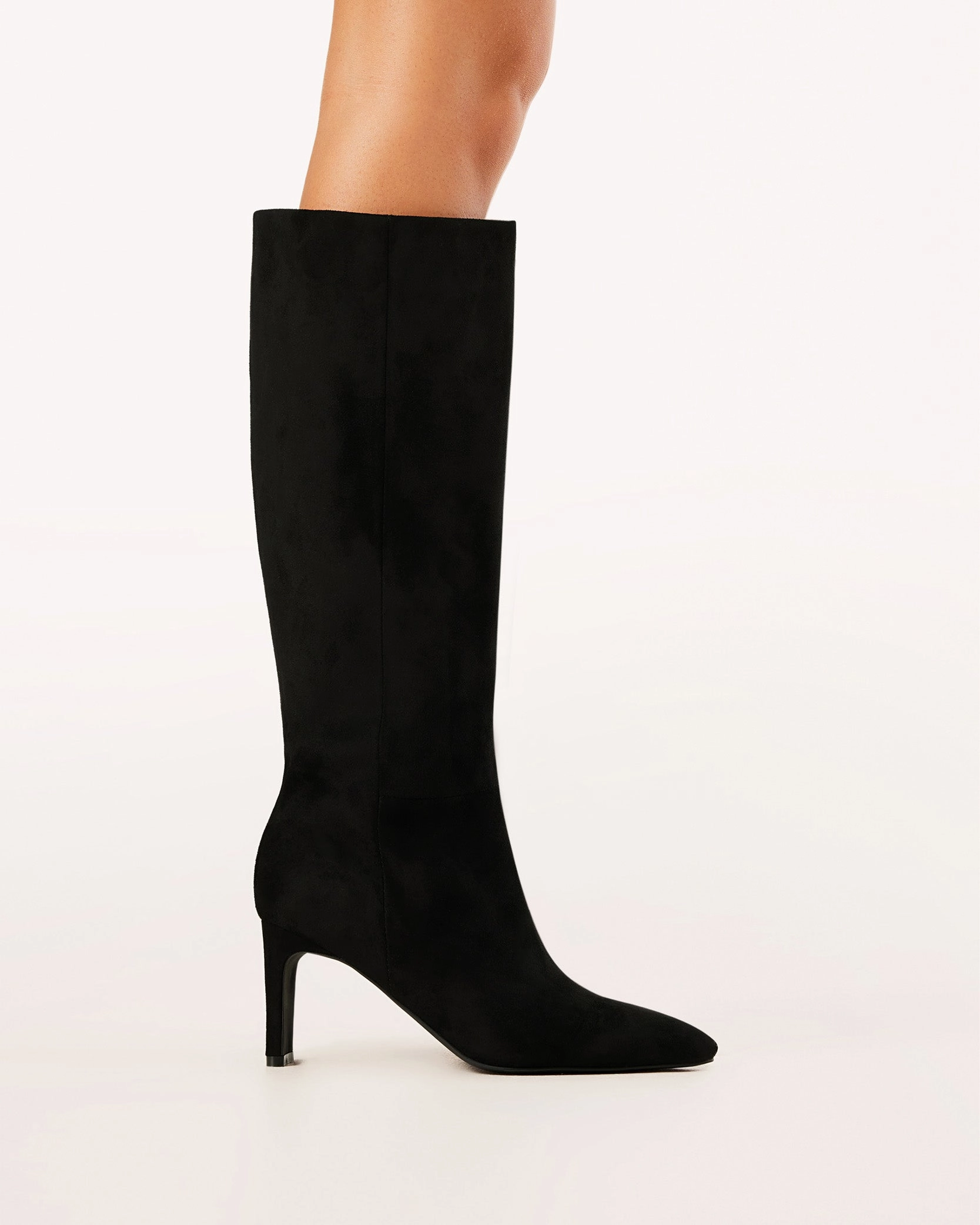 Wide Feet Knee High Boots ANTOINETTE  - BLACK SUEDE