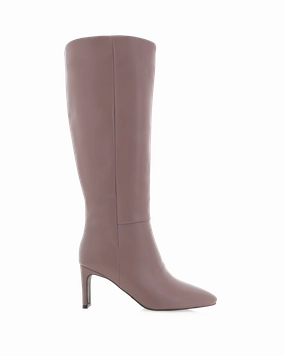Suede Heeled Knee High Boots ANTOINETTE  - MAUVE