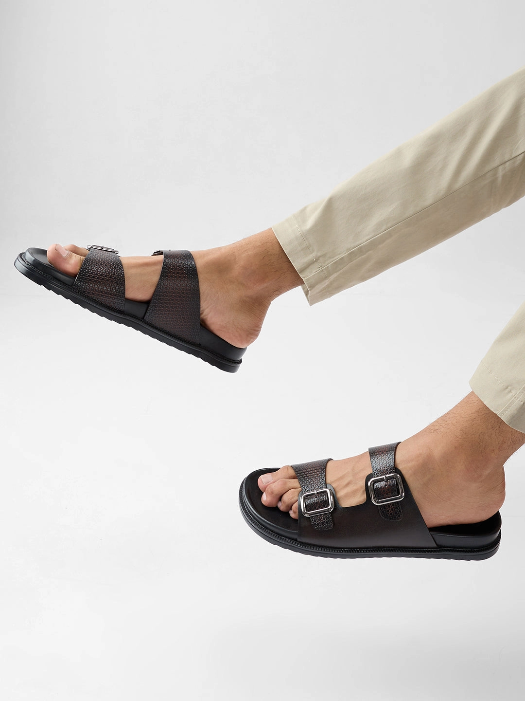 Regal Brown Men Smart Casual Textured Leather Sandals Branded Sandals